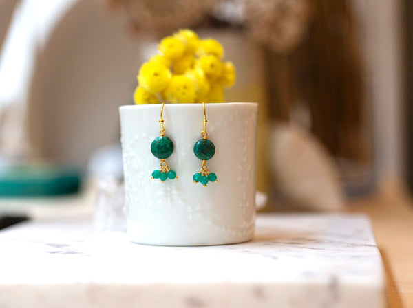 boucles d'oreilles Milos chrysocolle et agate verte 