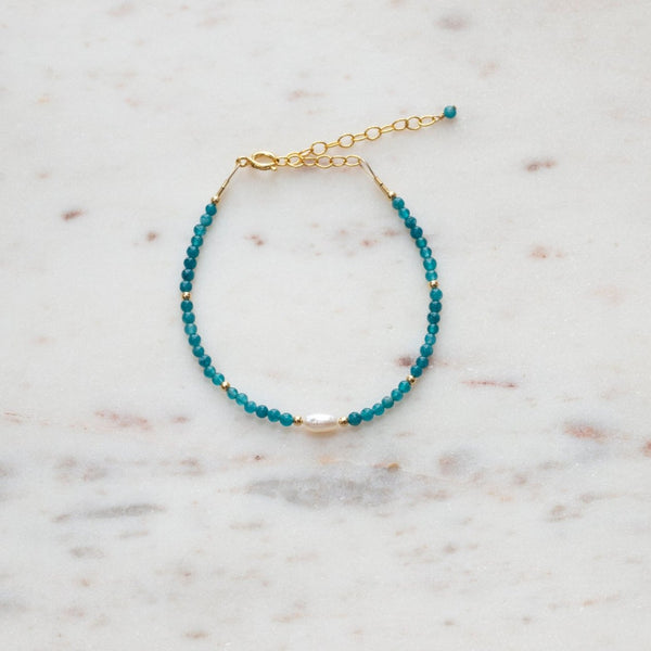 Bracelet pièce unique - agate bleue