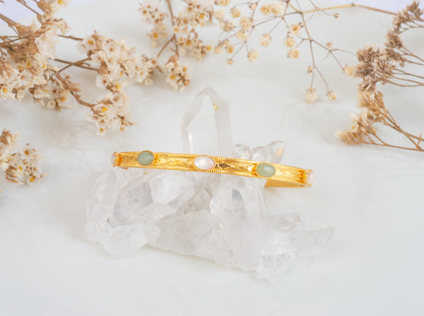 bracelet jonc Misia aventurine et nacre